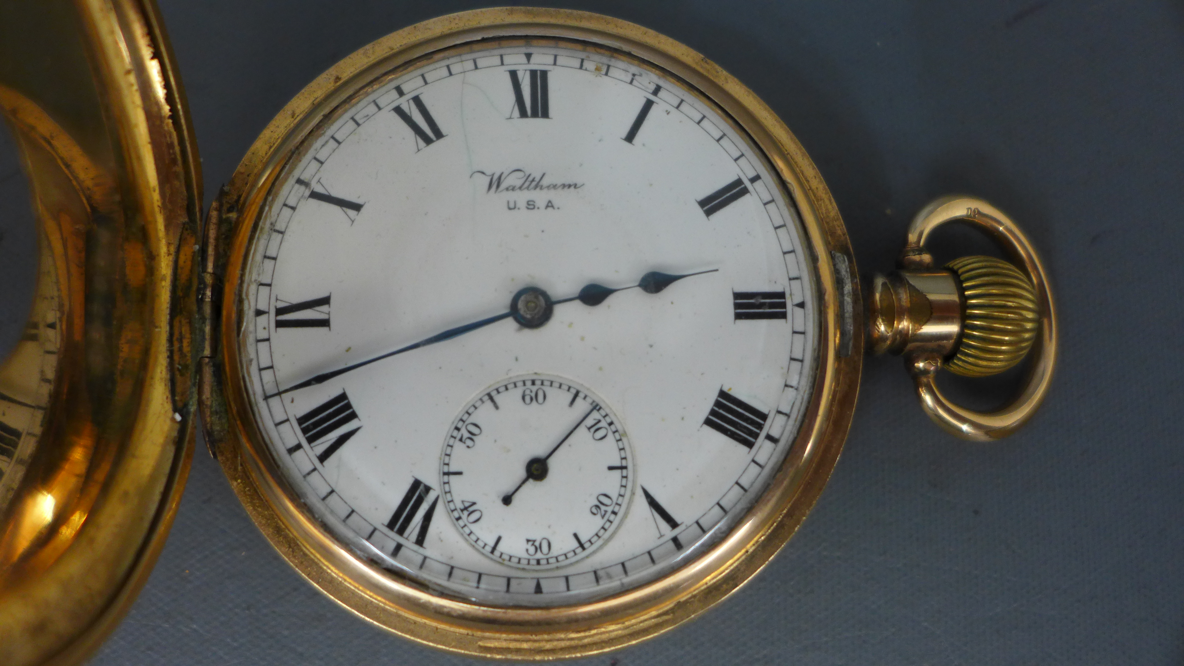 A gold plated Half Hunter pocket watch by Waltham, - Image 2 of 3