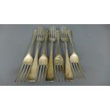 Seven silver hallmarked dinner forks approx weight 16 troy oz - mark for London 1902/03