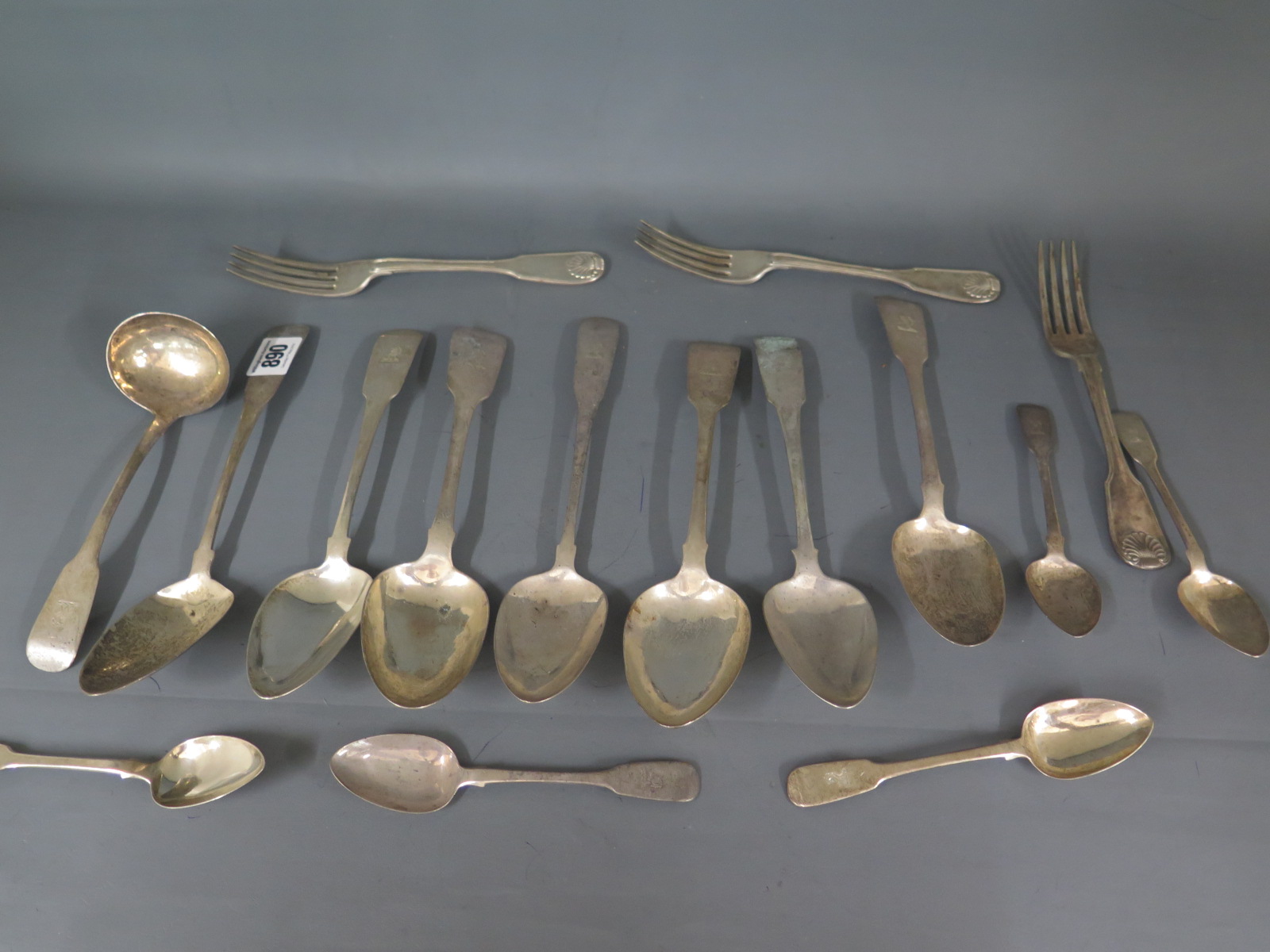 A collection of assorted silver Irish flatware and three plated forks - total approx weight 20 troy