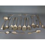 A collection of assorted silver Irish flatware and three plated forks - total approx weight 20 troy