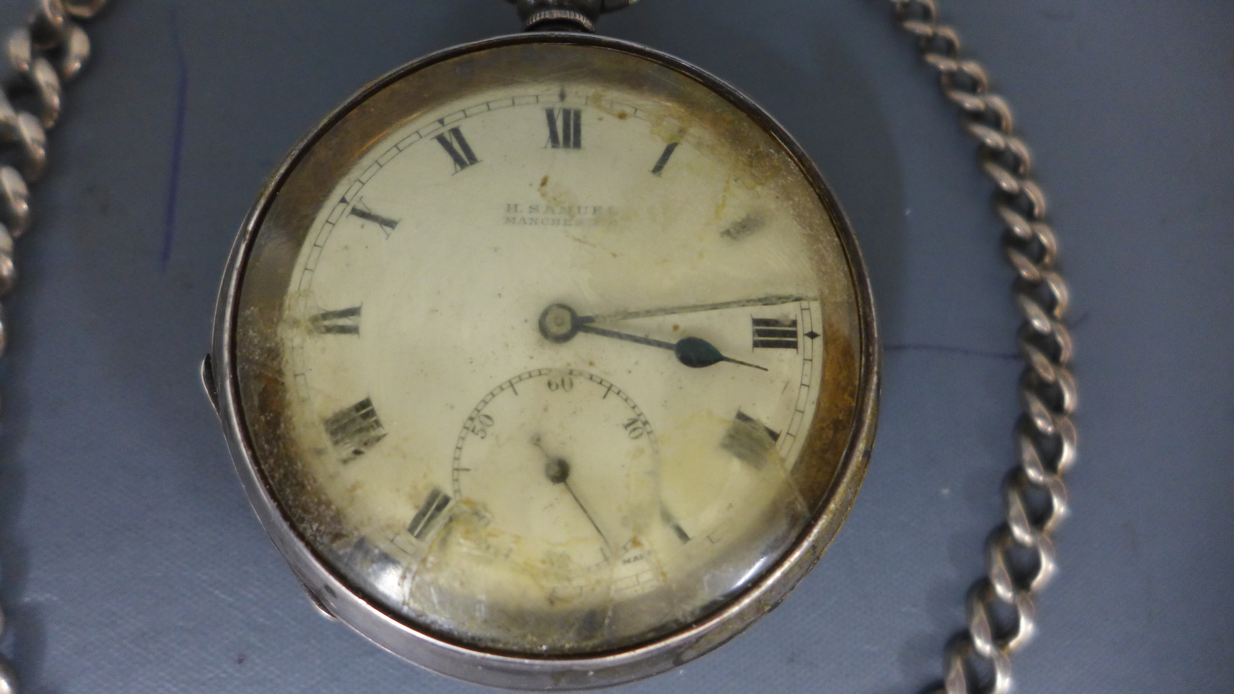 A silver hallmarked open faced pocket watch by H. - Image 2 of 3