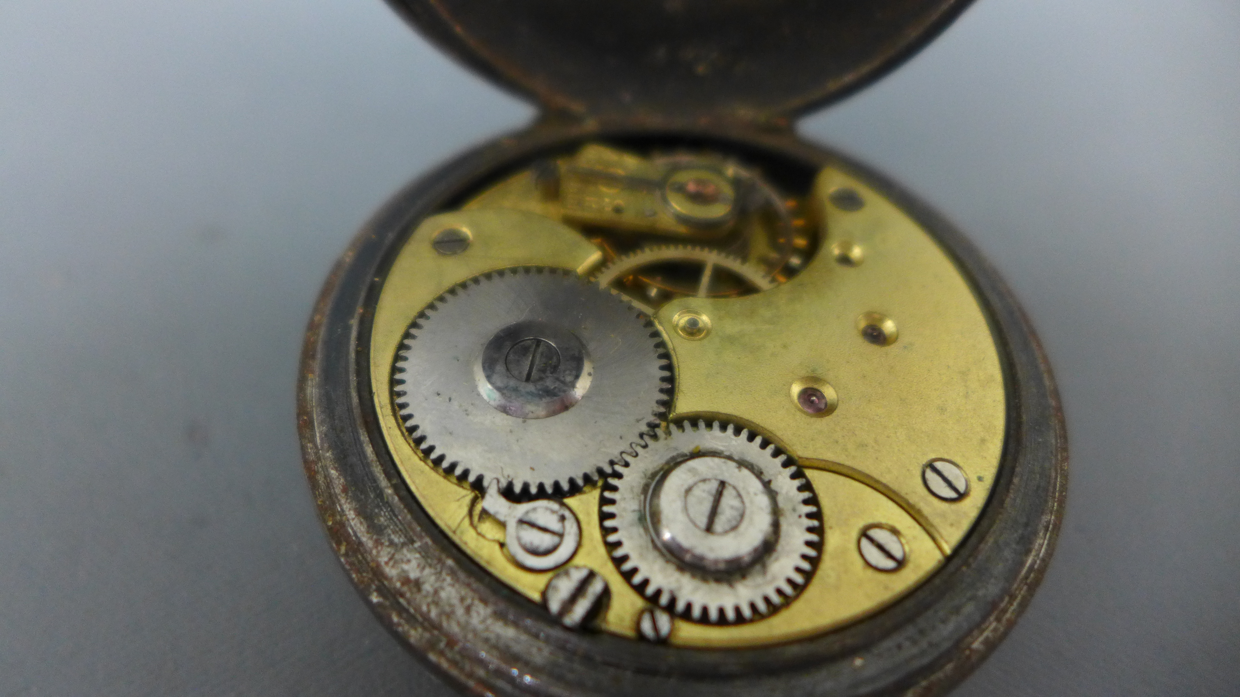 An Omega half Hunter pocket watch in chrome plated case, - Image 4 of 4