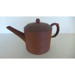 A 19th century Chinese red earthenware teapot - Height 15cm - chips to spout and inner rim,