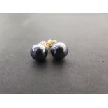 A pair of hematite bead ear-studs - Stamped 375 - Weight approx 3.