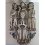 A 15th century English alabaster panel - The Coronation of the Virgin - 34cm x 21cm Condition