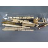 A collection of ivory bone and horn stanhopes 14 pieces - most in good condition