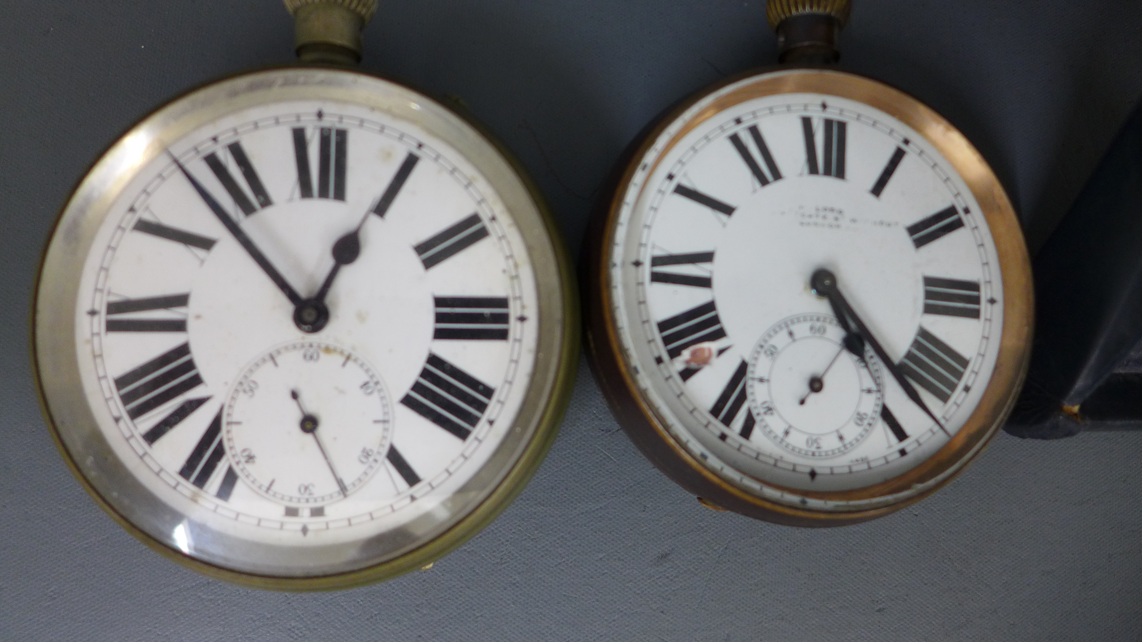 Two oversized white metal cased pocket watches, - Image 2 of 4