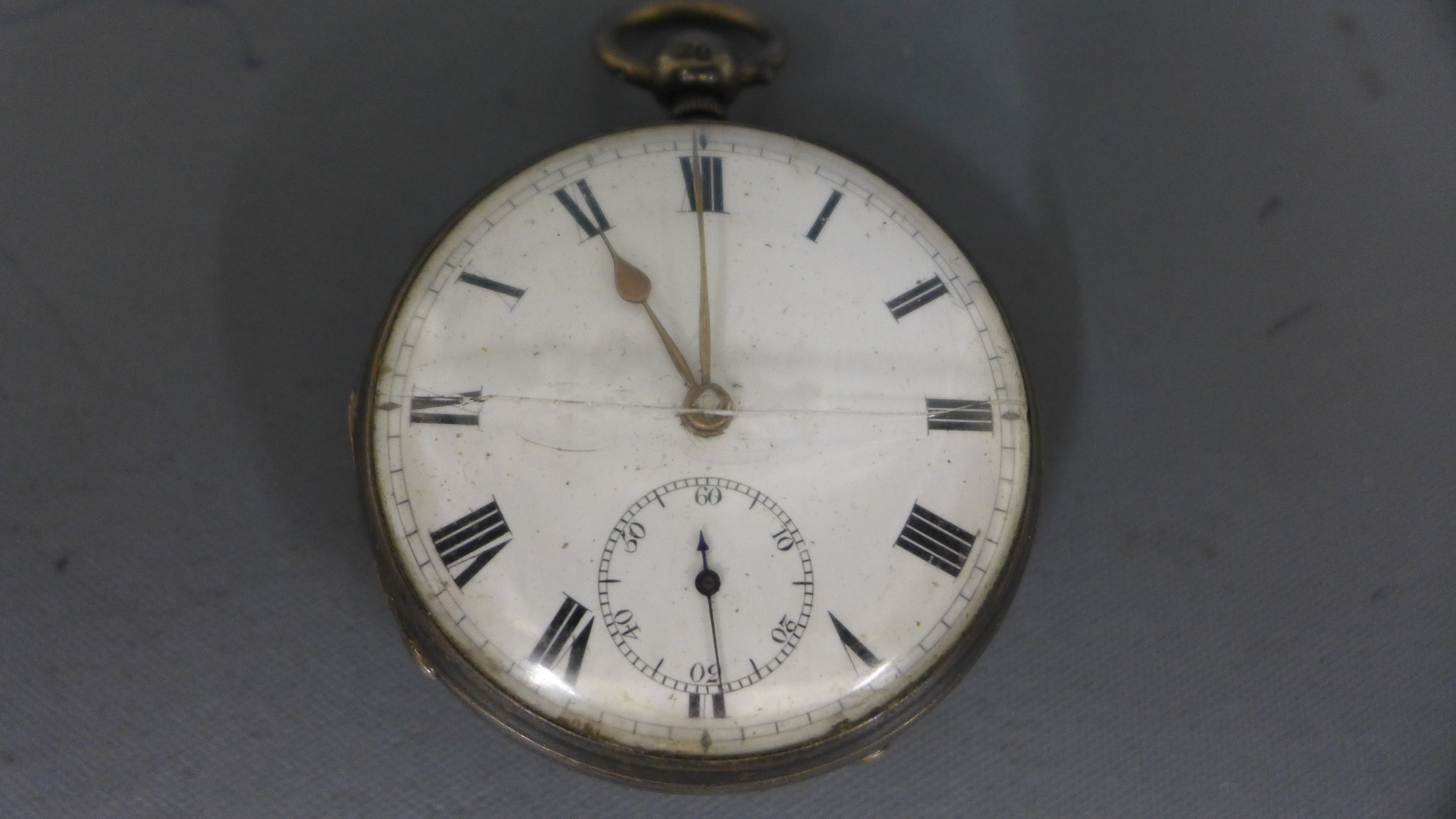 A silver hallmarked open faced pocket watch,