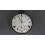 A silver hallmarked open faced pocket watch,