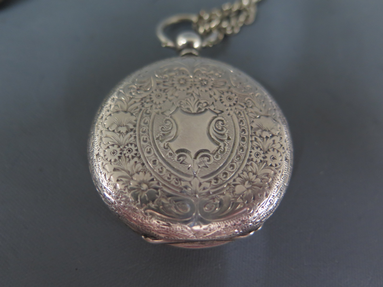 A silver pocket watch Eustace Durran with a chain and a brass pencil - working, - Image 3 of 3