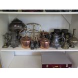 An assortment of 19th century and later pewter ware brass and copper ware - 18 pieces