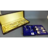 A boxed three piece silver handled Webber and Hill carving set,