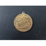 A Victoria gold half Sovereign dated 1898 with a pendant mount