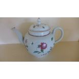 An 18th century Liverpool teapot decorated with floral sprays - Height 16cm - chips to spout