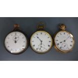 A gold plated open faced pocket watch by Lancashire Watch Company,