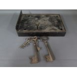 A large 19th century Lock with keys - 15cm x 23cm