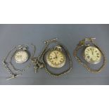 Three pocket watches including one silver cased,