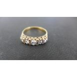 A Victorian five stone 18ct yellow gold diamond ring size O - approx 2.