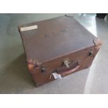 A vintage flakite fibre hat box - normal travel wear