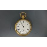 A gold plated open faced pocket watch by Waltham,