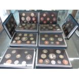 Ten Royal Mint coin proof sets 1990-1999