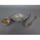 A silver hallmarked Bon-Bon dish, Birmingham 1972-73 of embossed design,