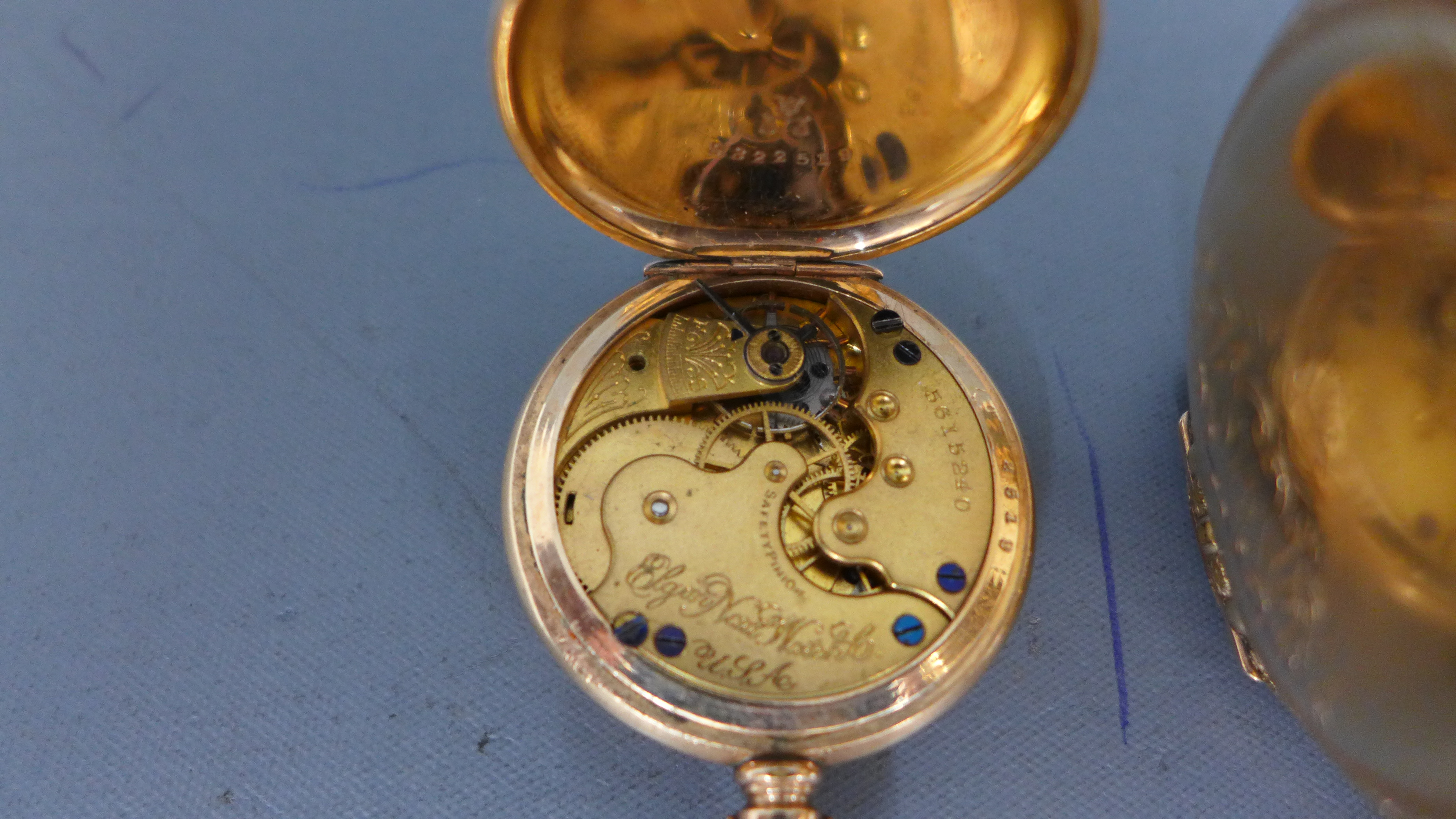 A ladies gold plated pocket watch, open faced by Elgin Watch Co USA, - Image 2 of 4