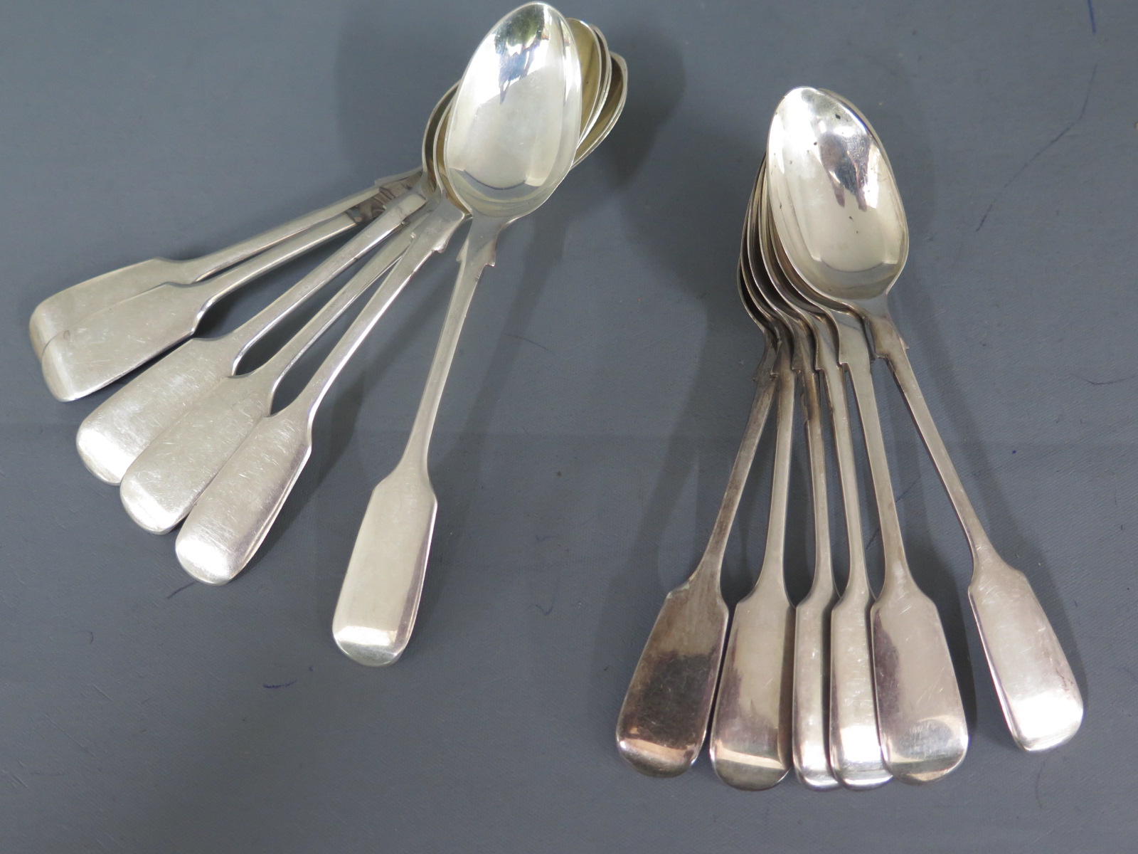 Two sets of six silver teaspoons all by GA - total weight approx 6.