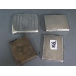 Four silver cigarette cases - total approx weight approx 12 troy oz - some denting,