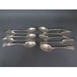 Five Kings pattern hallmarked silver teaspoons London 1890-91 and five fiddle back teaspoons one