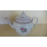 An 18th century teapot decorated with floral springs possibly New Hall no.