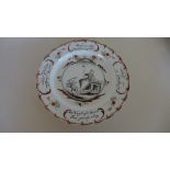 An 18th century Dutch decorated English Leeds Organist creamware plate - Diameter 25cm - chips to