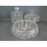 Three items of Waterford crystal - one bowl and two lidded pots