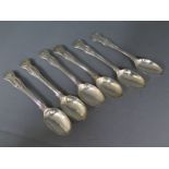 Six silver Kings pattern tea spoons assorted dates - approx weight 6 troy oz - some denting and