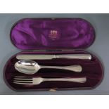 A silver hallmarked Christening set consisting of knife,