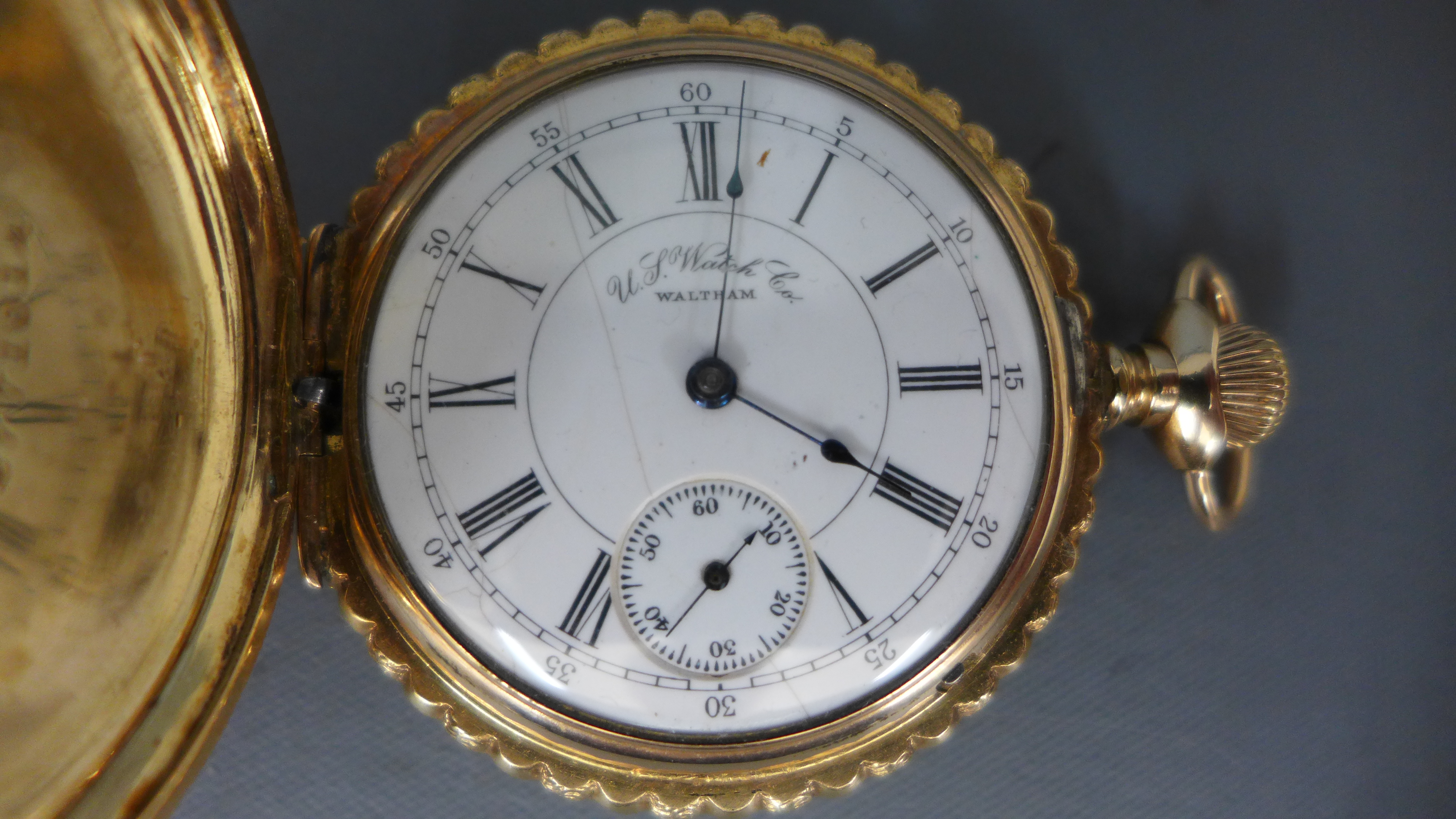 A ladies gold plated pocket watch, open faced by Elgin Watch Co USA, - Image 3 of 4