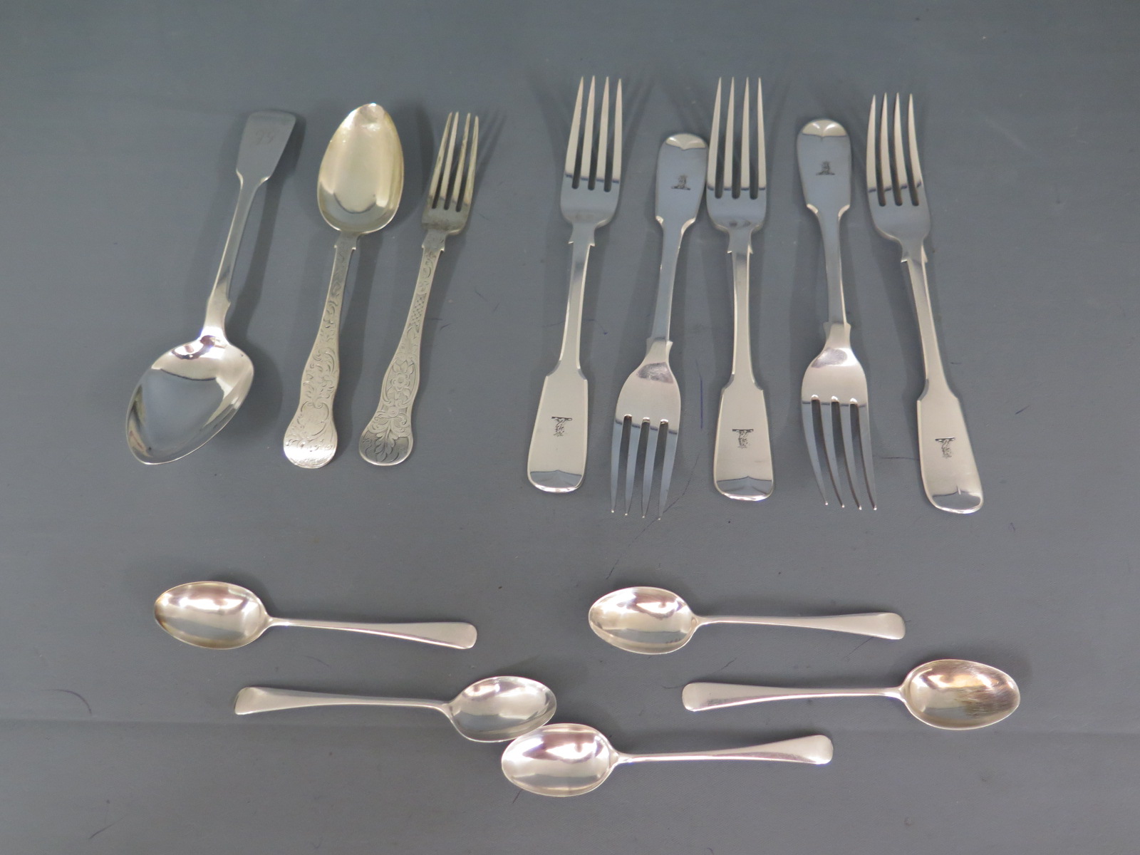 Assorted silver and plated flatware - total approx weight of silver 4.