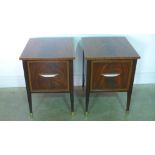 A pair of 20th century inlaid mahogany bedside/filing cabinets