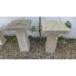 A pair of modern limestone Staddle stones with nice weathering - Height 70cm x 40cm x 40cm