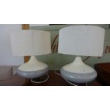 A pair of John Lewis ceramic table lamps - Height 51cm - shade diameter 40cm