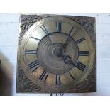 An 18th century Hook and Spike 30 hour wall clock with a brass 9 3/4in 25cm square dial signed Juo