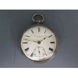 A silver hallmarked cased open face pocket watch,