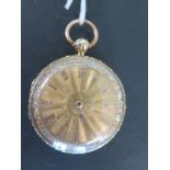 A decorated 18ct gold fusee pocket watch bearing hallmarks for Chester 1836 the case and inner dust