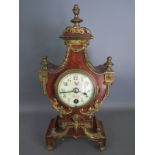 A 20th century burr walnut and ormolu mounted mantle clock the movement by LENZKIRCH with platform