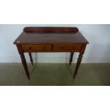 A Victorian mahogany side table with two frieze drawers - Height 79cm x 90cm x 43cm - Restored