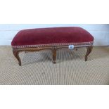 A late 19th/early 20th century French cabriole leg foot stool with upholstered - Height 21cm x