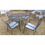 A Bramblecrest Atlantic mesh round table - Diameter 110cm with four chairs and cushions