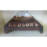 An advertising cast iron Hudsons Drink Puppy Drink dog trough - Height 20cm x 40cm x 22cm