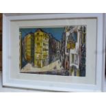 John Minton - Corsica Streets - Lithograph 1948 - framed size 33.5cm x 25cm, image size 22.5cm x 15.