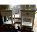 A pair of John Lewis bedside table in white - as new